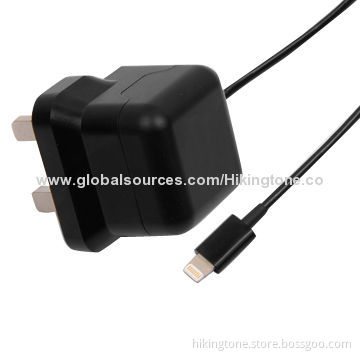 Hot 5V 2.1A USB Wall Charger for iPhone, Attached Lighting Cable with MFI